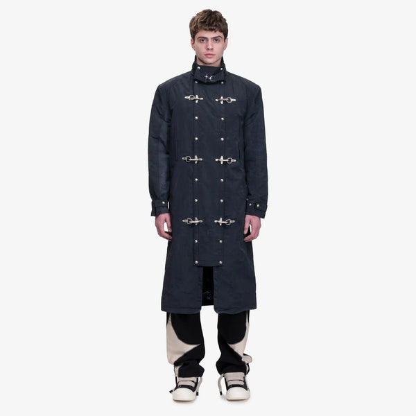 Thug Club - Mens Scarred Bio Soldier Trench Coat in Black