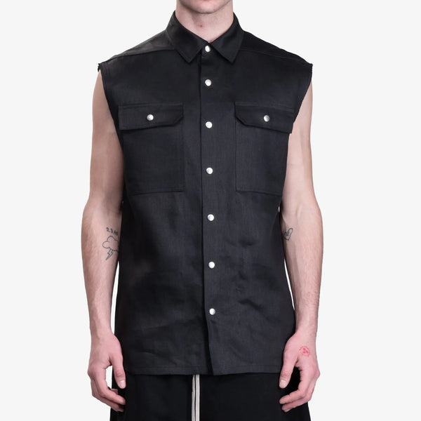 Rick Owens Mens Sleeveless Jumbo Outershirt in Black