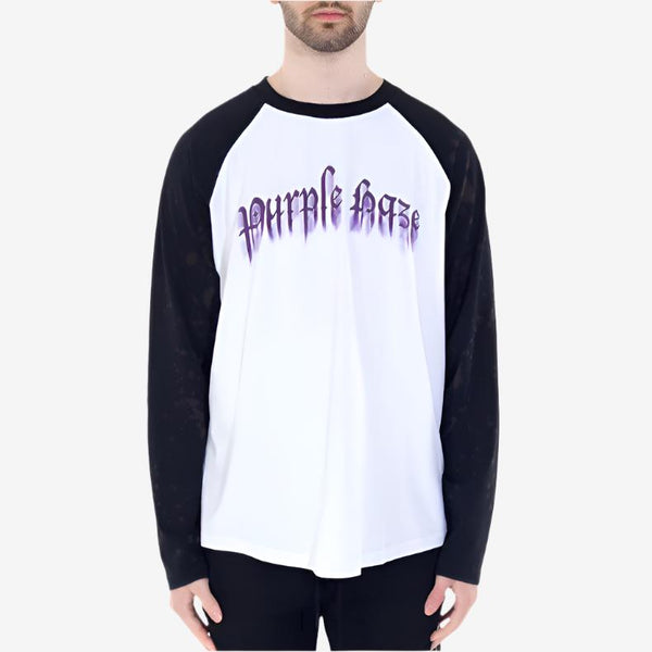 Palm Angels Mens Purple Haze LS Tee in White