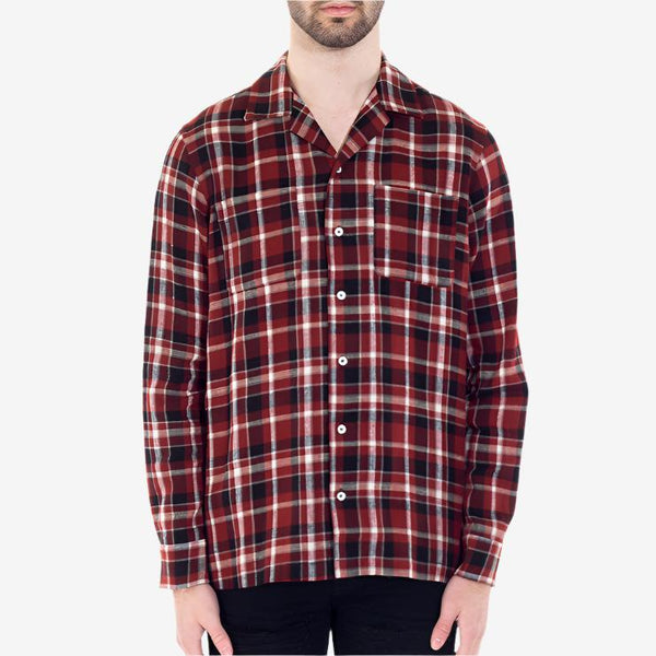 Palm Angels Mens Palm Angels Check Pijama Shirt in Red