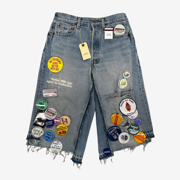 Better with Age Mens Campaign Triple Wide Long Denim Shorts in Indigo