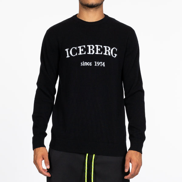 Iceberg Mens Iceberg Intarsia Sweater in Black