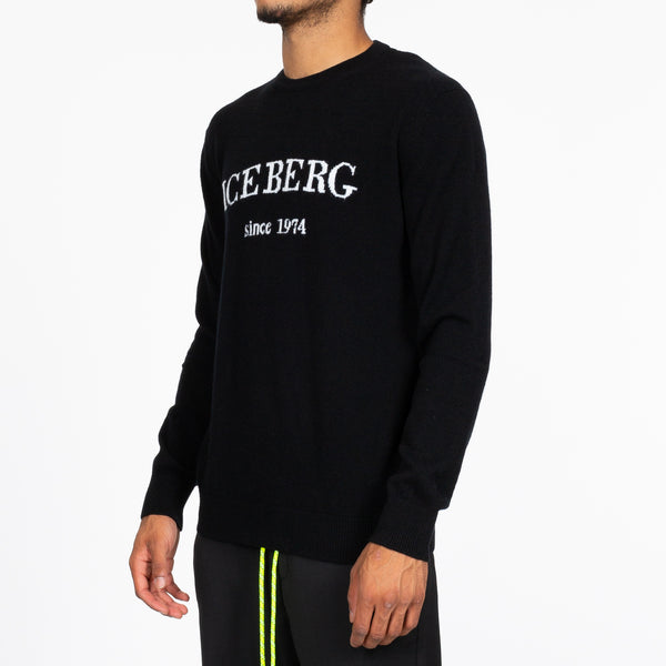 Iceberg Mens Iceberg Intarsia Sweater in Black