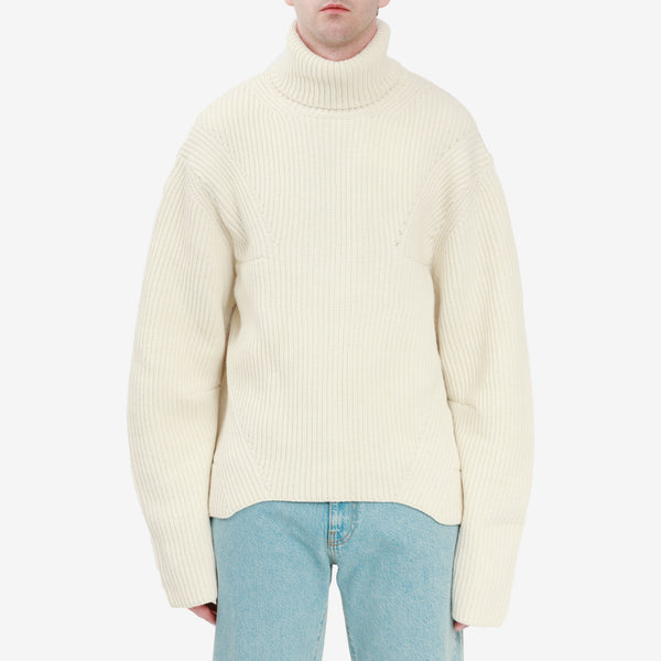 AMBUSH Mens Rib Knit Turtleneck in Tofu