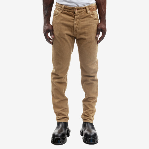 Palm Angels Mens Corduroy Logo Jeans in Beige